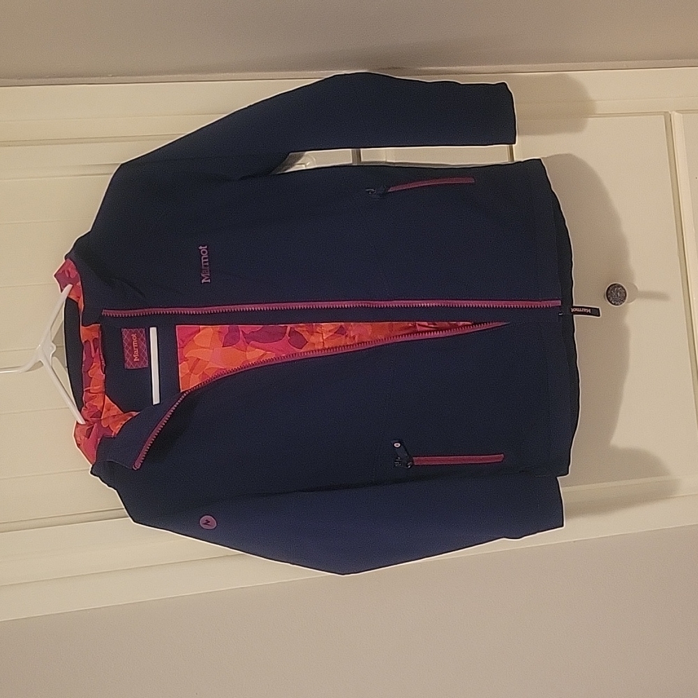 Kids navy blue insulated Marmot ski jacket